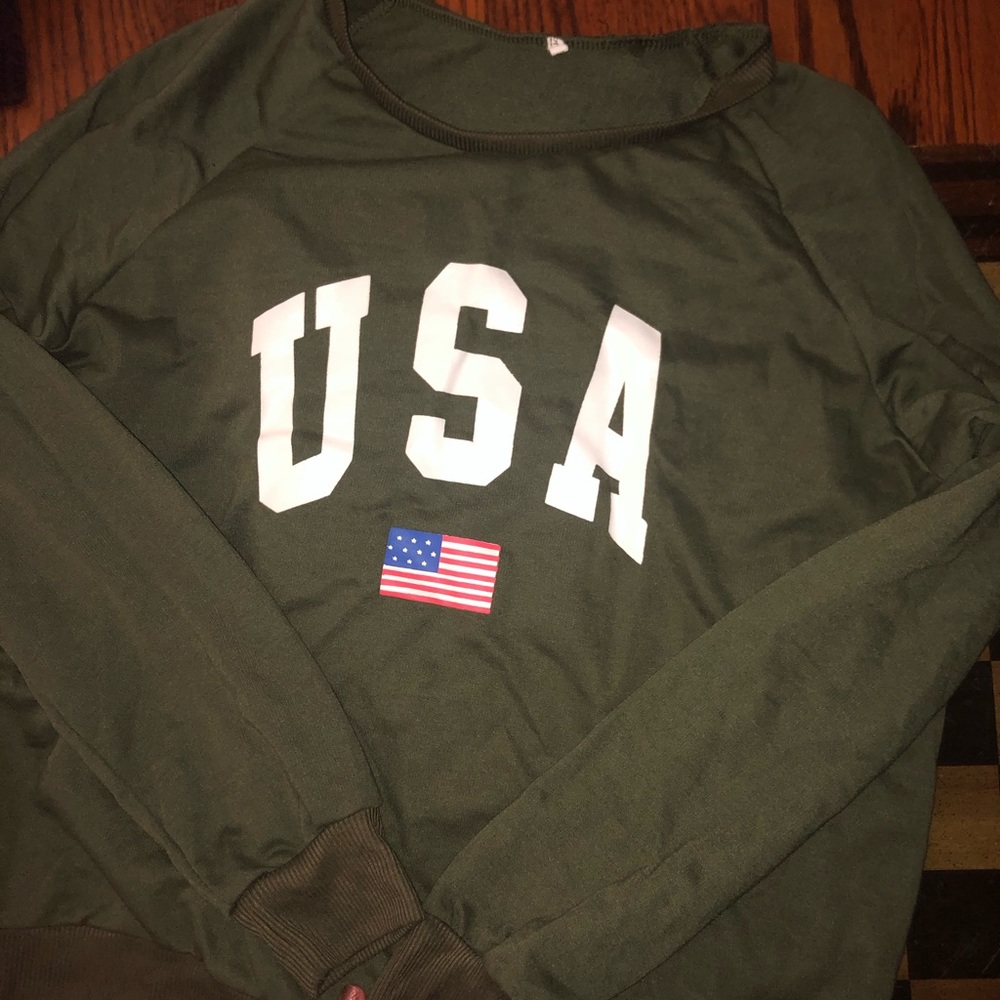 Army green USA sweater